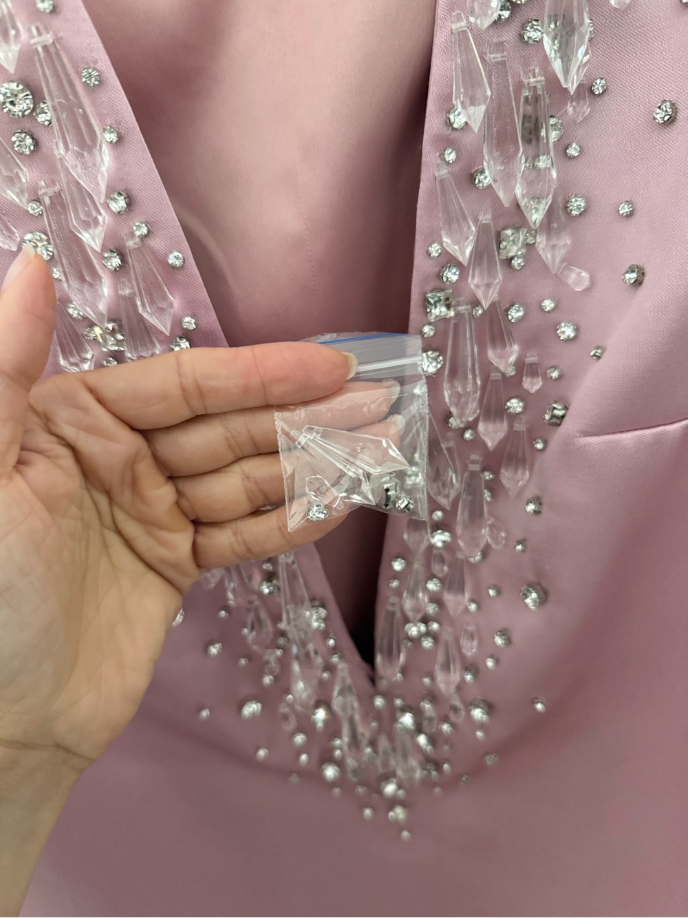 Retrofete Maisy Crystal Embellished Mini Dress Earl Rose Pink Silver - Picture 12 of 15